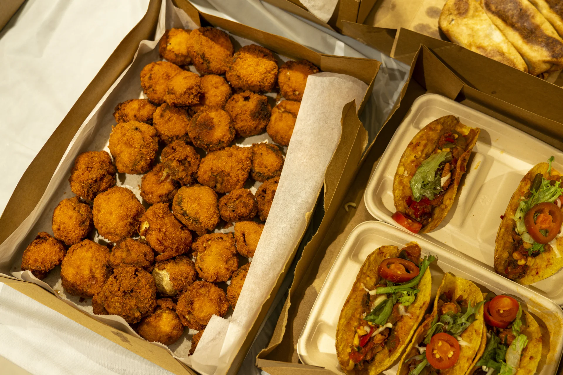 Frida Camden corporate event — Mexican lunch spread for office party