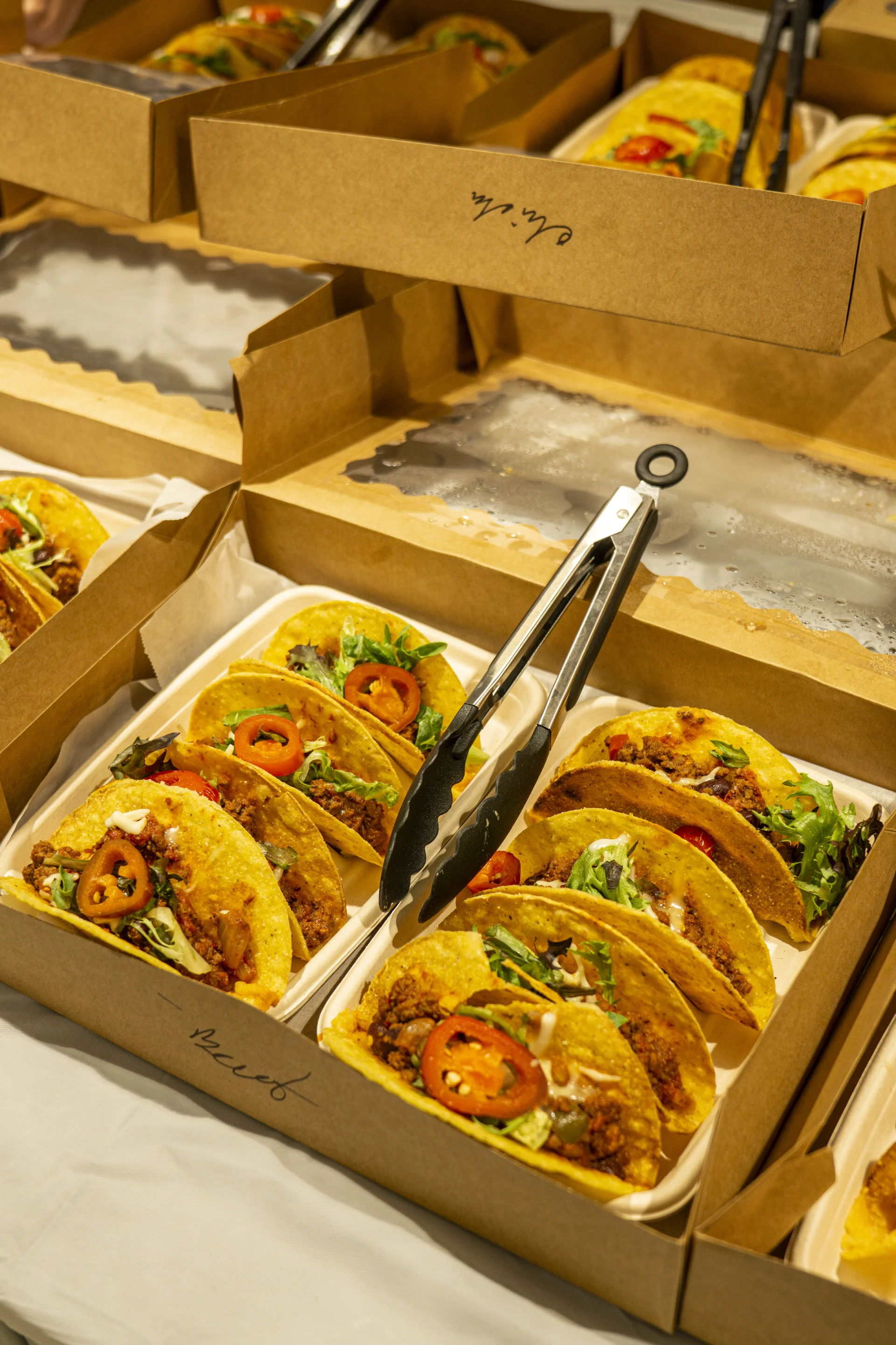 Off-site catering setup by Frida Camden at a London corporate venue