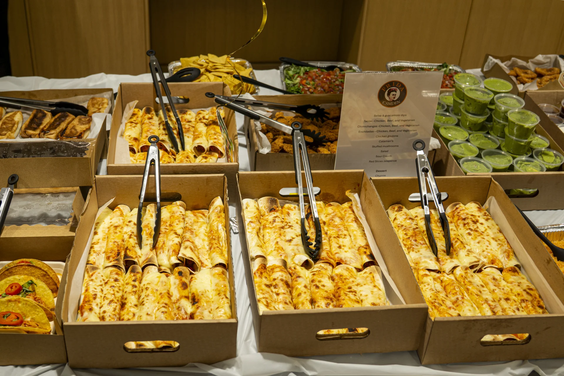 Live cooking station for Frida Camden off-site catering across London