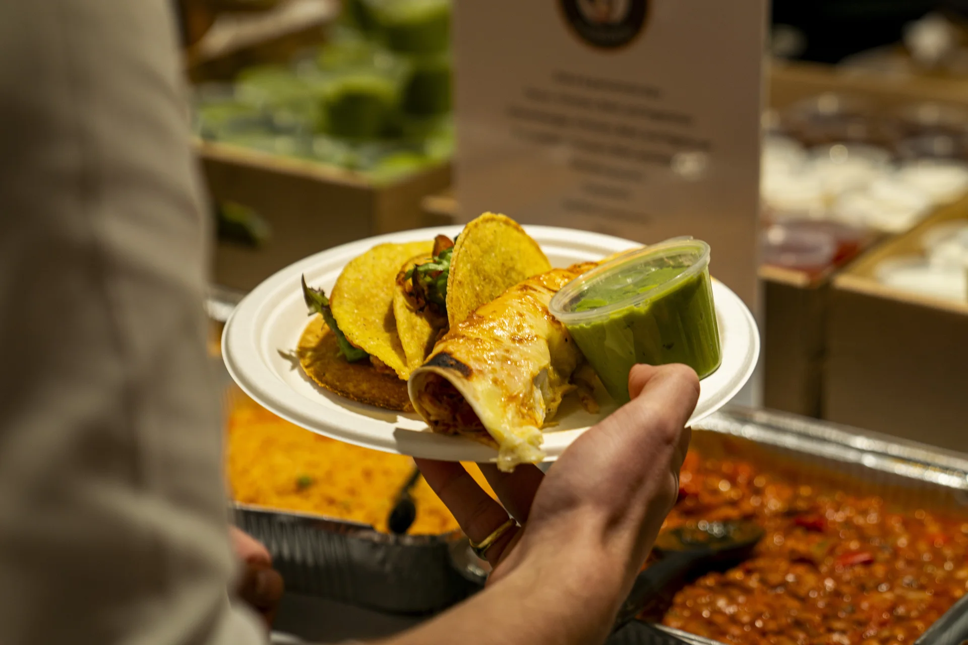 Catering team at Frida Camden plating Mexican starters for a corporate event