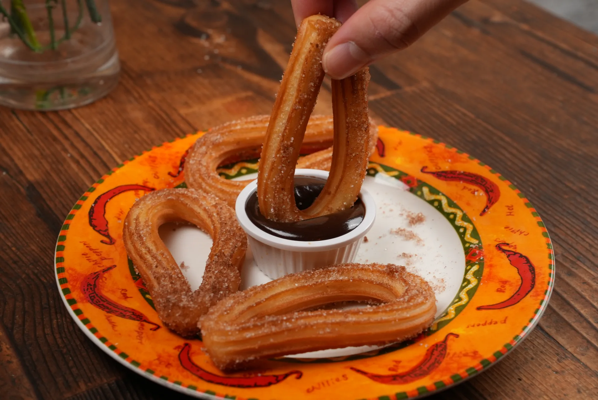 Churros with thick Mexican drinking chocolate at Frida Camden — best Mexican dessert Camden Town London