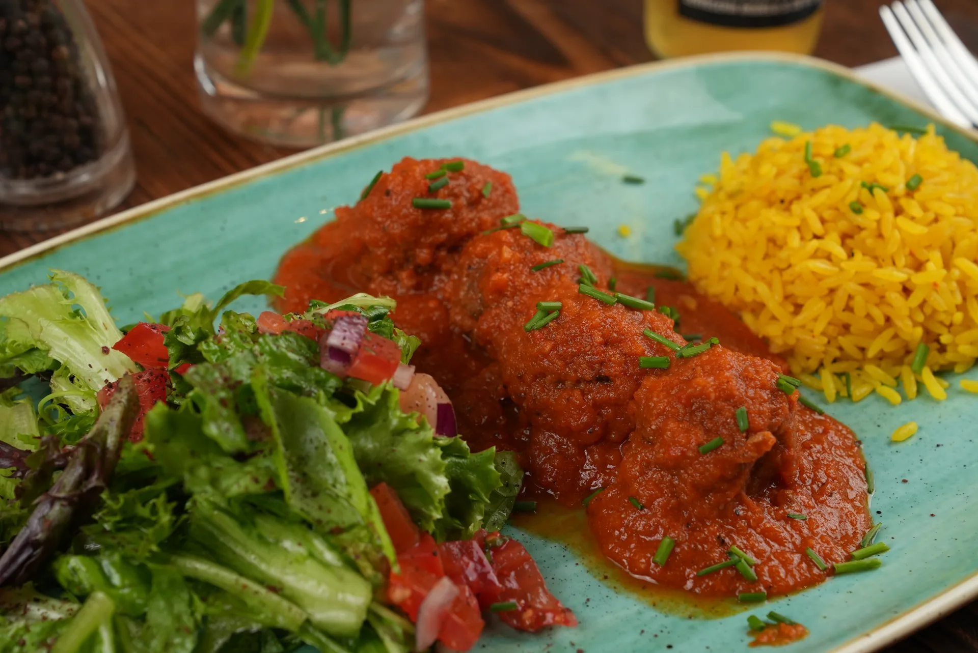 Albóndigas meatballs in smoked tomato chipotle sauce at Frida Camden — Mexican comfort food in Camden London